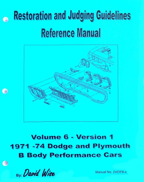 Dodge and Plymouth B body 1971-74 Manual: Restoration and Judging (JMDPB-6)