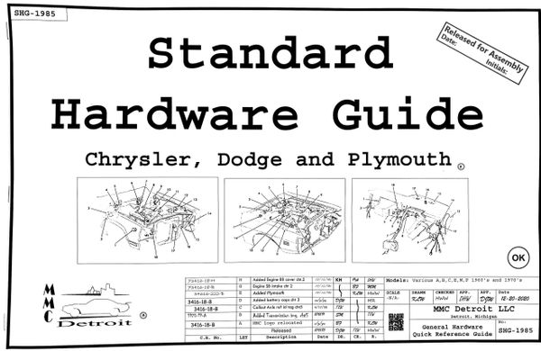 Standard Hardware Guide for Chrysler, Dodge and Plymouth (SHG-1985)