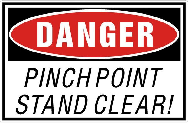 Danger Pinch Point Label with Arrow, SKU: L-0229-XV