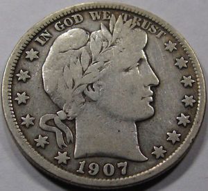 1907 D Barber Half Dollar Fine Crown Jewel Coins and Currencies