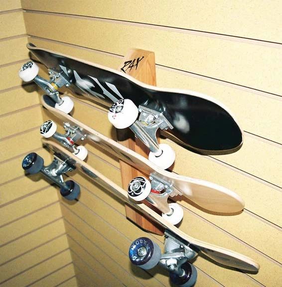 wood skateboard storage for the home RAX by Radically Inclined