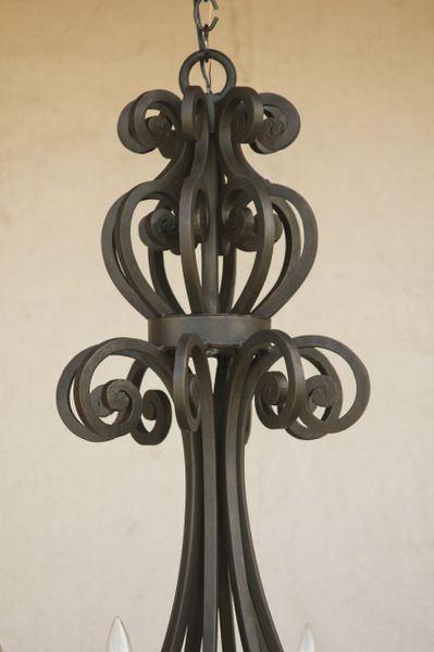 1371-8 Large Spanish Revival Style Wrought Iron Chandelier ...