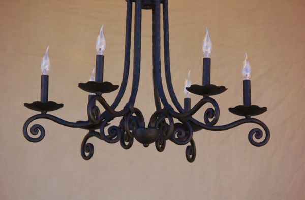 1351-6 Tuscan / French Country Style Iron Chandelier