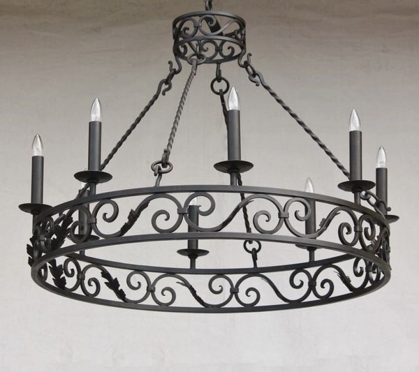 1291-8 Tuscan Style Wrought Iron Chandelier | Spanish Revival Lighting
