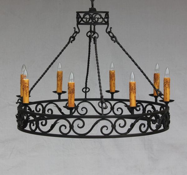12908 Tuscan Style Wrought Iron Chandelier Spanish Revival Lighting