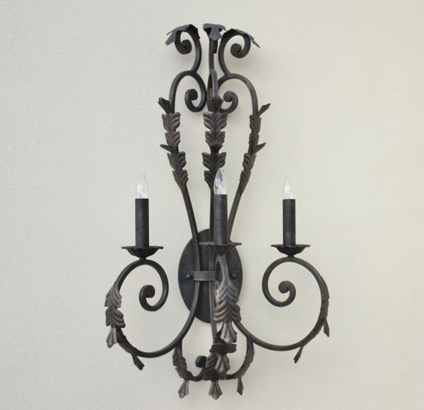 52093 Antique Tuscan Iron 3 Light Wall Sconce Spanish Revival Lighting