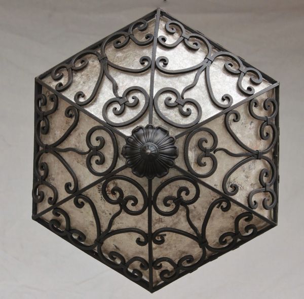 65044 Spanish Style Semi Flush Wrought Iron Ceiling Fixture Spanish