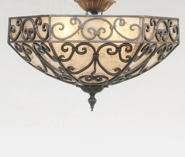 65044 Spanish Style Semi Flush Wrought Iron Ceiling Fixture Spanish