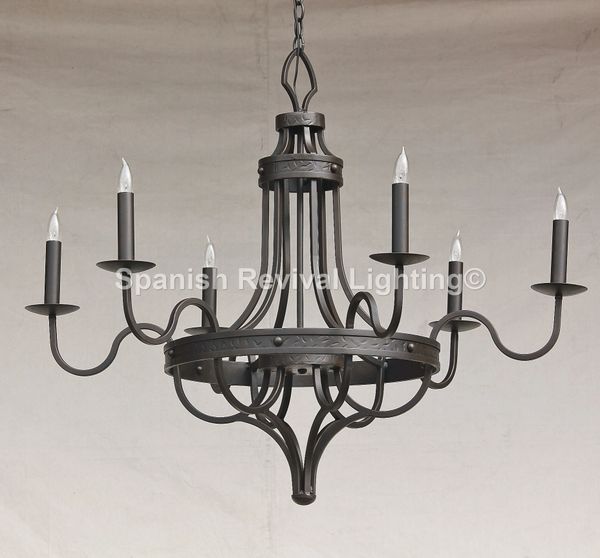 10756 Contemporary Spanish Style Wrought Iron Chandelier Spanish