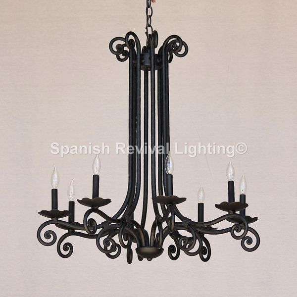 1348-8 Mediterranean Style Wrought Iron Chandelier