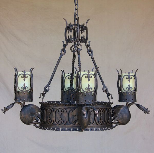 17104 Gothic Dragon chandelier Spanish Revival Lighting
