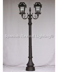 7615-6 Rustic Mediterranean Tuscan Style Iron Standing Post Light