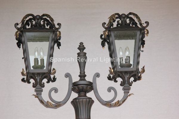 7615-6 Rustic Mediterranean Tuscan Style Iron Standing Post Light