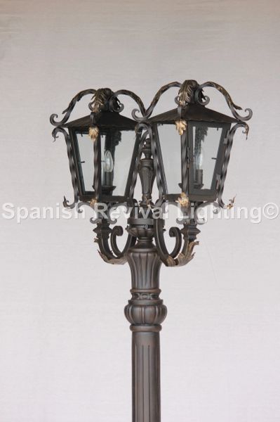 7615-6 Rustic Mediterranean Tuscan Style Iron Standing Post Light