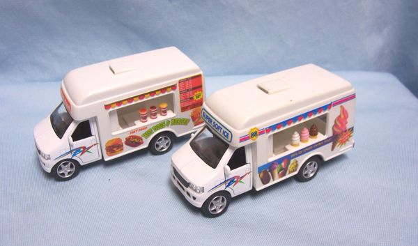 Toys Pair Diecast Fast Food Truck Ice Cream Truck 5 Pullback Action By Kinsfun