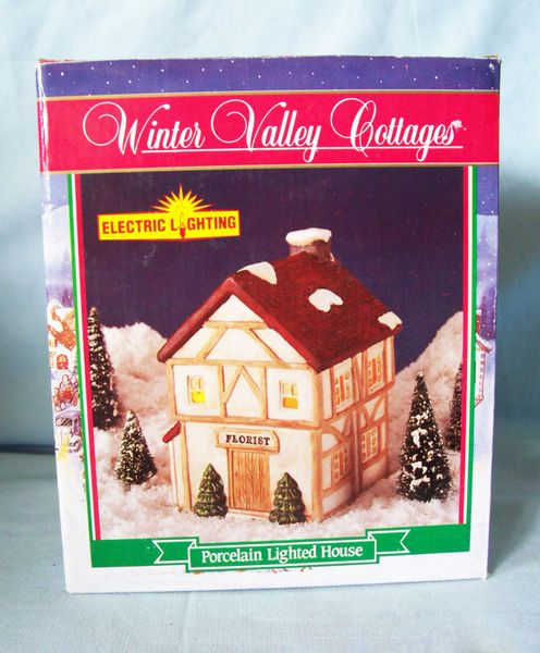 Christmas Village Porcelain Winter Valley Cottage Florist