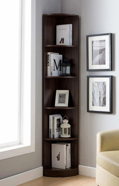 Fc Design 5 Tier Corner Bookcase Wooden Display Shelf Storage Rack