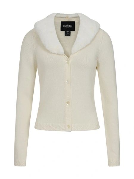 White hot sale fur cardigan