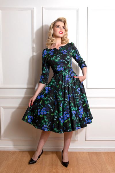 Blue floral swing clearance dress