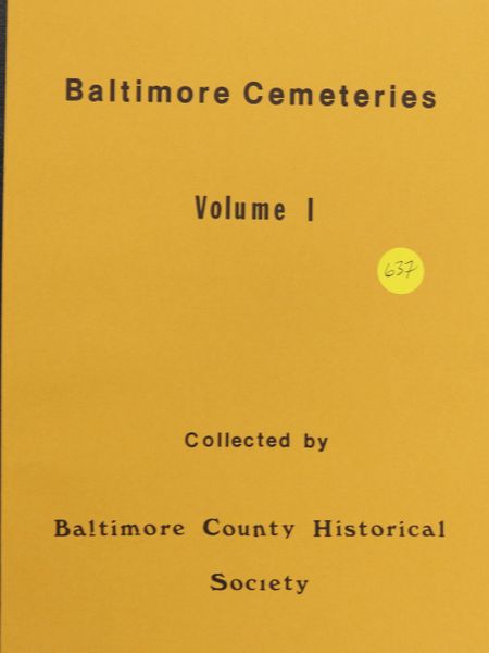 Baltimore Cemeteries, Volume #1