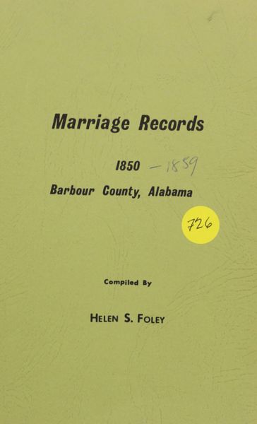 Marriage records of Barbour County, Alabama, 1850-1859