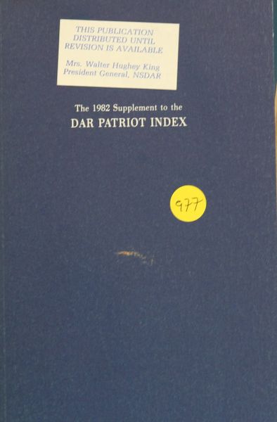 The 1982 Supplement to the DAR Patriot Index