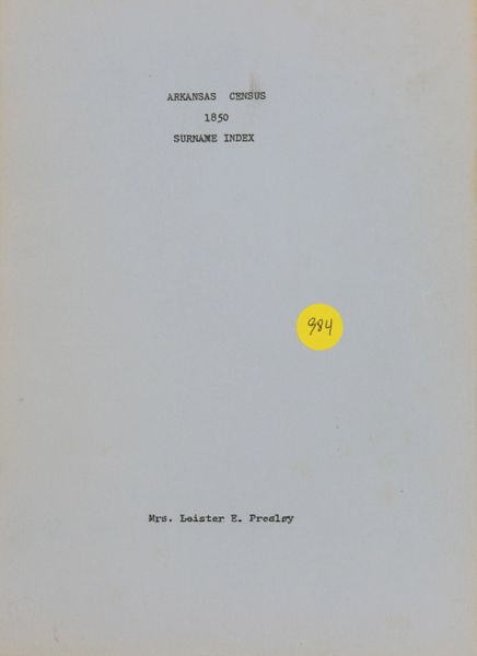 Arkansas Census 1850 Surname Index