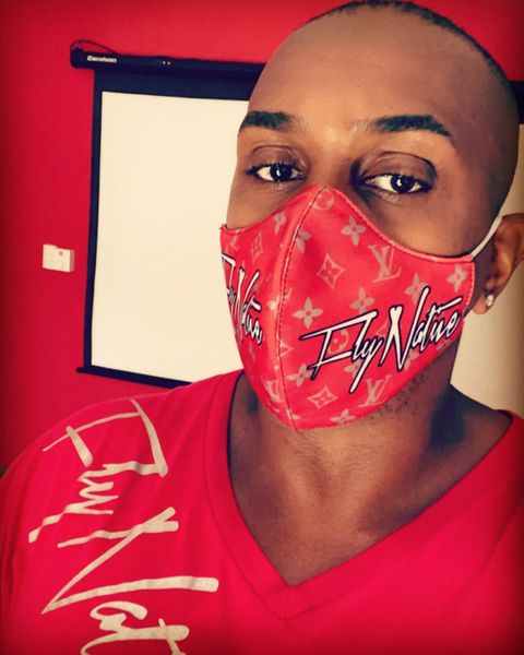 Fly Native Script LV Supreme Designer Face Mask