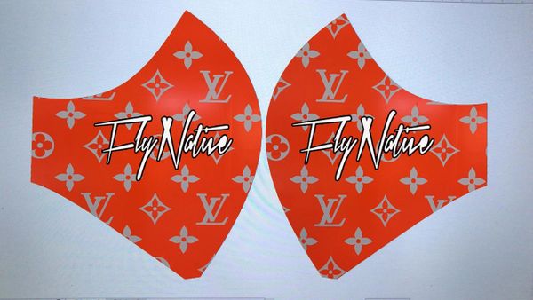 Fly Native Script LV Supreme Designer Face Mask