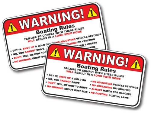 2 Pack Boating Rules Decal Boat Funny Adult Humor Offensive Joke Sticker Vinyl