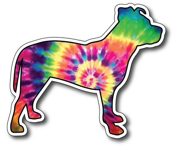 Tie-Dye Pit Bull Dog Lover Decal Bumper Sticker Peel and Stick for Windows Cars Trucks laptops