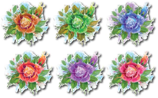 6 pack of flower decals painted abstract art sticker for car truck SUV vehicle tumbler cup mug