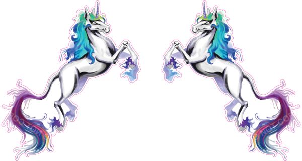 2 pack of unicorn decals painted abstract art sticker for car truck SUV vehicle tumbler cup mug