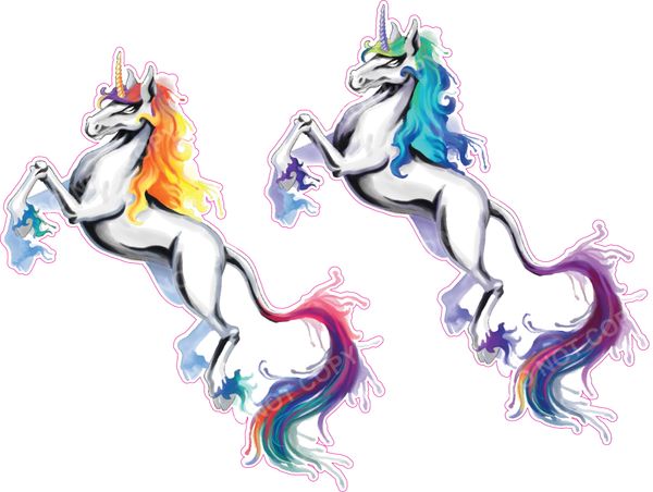 2 pack of unicorn decals painted abstract art sticker for car truck SUV vehicle tumbler cup mug