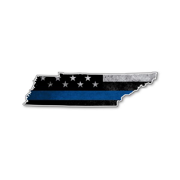 Tennessee Thin blue line State Shaped Subdued flag vinyl decal sticker
