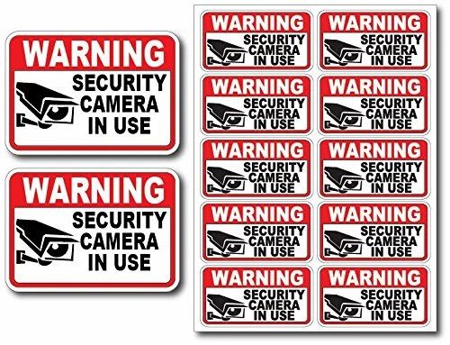 12Pk SECURITY CAM IN USE Surveillance Burglar Alarm Decal Warning Vinyl Stickers