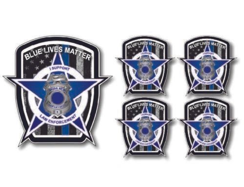 5 Pack Thin Blue Line Flag Police Fallen Officer Decal Sticker Blue Lives Matter