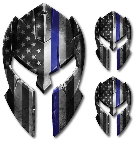 3 pk Molon Labe Spartan Helmet Police Officer American Flag Thin Blue Line decal sticker