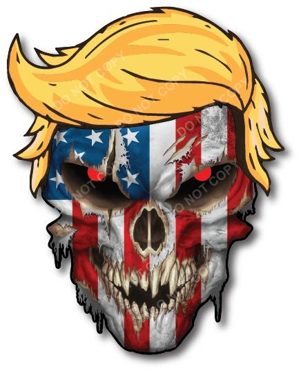 Donald Trump Hair American USA Flag Skull Decal Bumper Sticker Car Truck Window | Low Priced