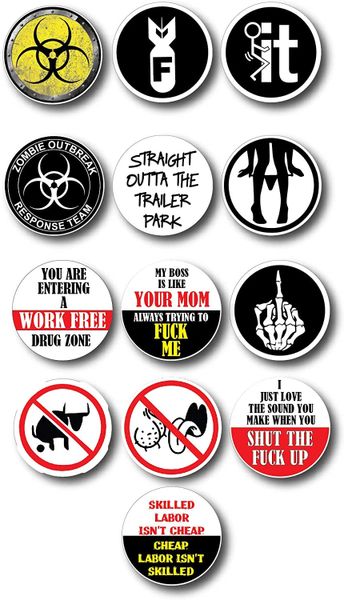 13 Pack of Hilarious crude humor Hard Hat Decals Stickers Toolbox Funny Offensive Prank LOL Construction