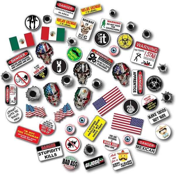 59 Pack of Mexican American Edition Crude Humor Hilarious Hard Hat Prank Decal Joke Sticker Funny Laugh Construction LOL
