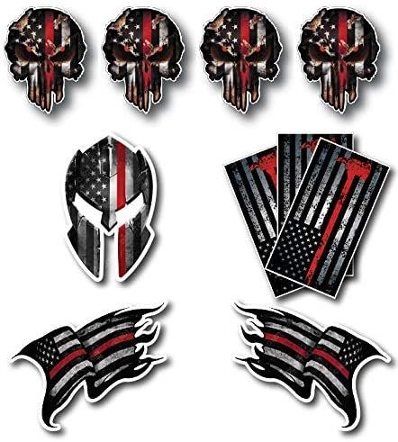 Variety Pack of 10 Thin Red Line Firefighter Fire Department Fire Truck Red Lives Matter Decal Sticker Car Truck RLM