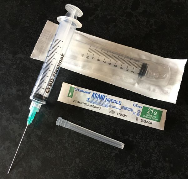 10ML LUERLOCK SYRINGE WITH 50MM 21G SHARP NEEDLE. KIT FOR DIY SPORE SYRINGES