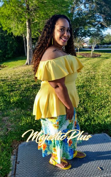 Plus size yellow off the best sale shoulder top