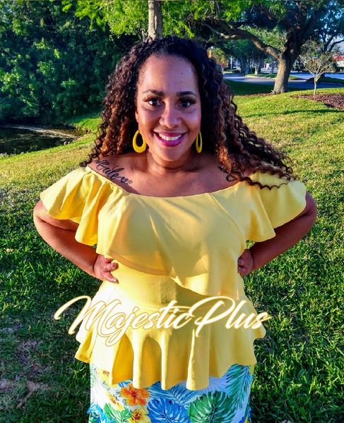 Yellow peplum top store plus size