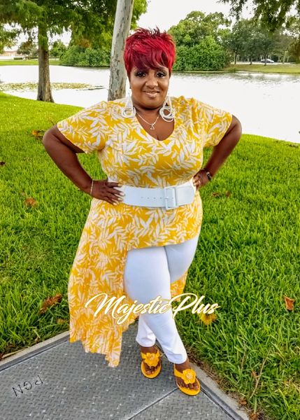 Super Plus Size Yellow Summer Flow High Low Top Majestic Plus