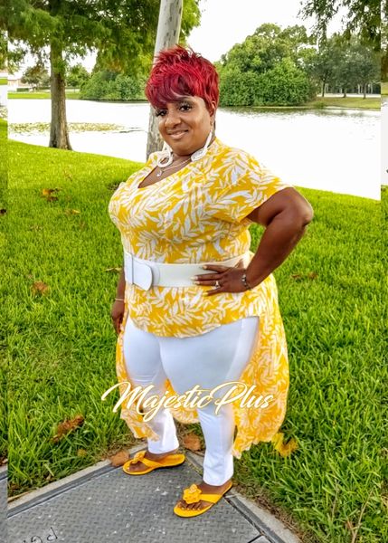 25 SSS-C {Good Feeling} Yellow V-Neck Top PLUS SIZE 1X 2X 3X in 2023