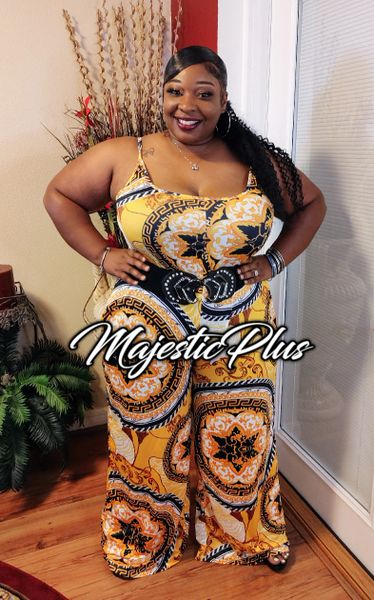 Black and gold jumpsuit cheap plus size