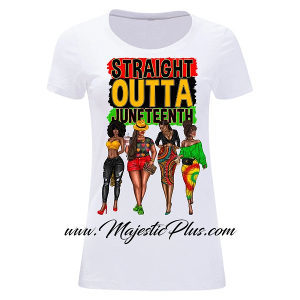 Super plus size juneteenth straight outta t shirt majestic plus