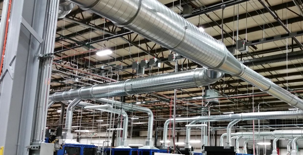 Ductwork System with multiple hook-ups to various machines for Adequate Ventilation